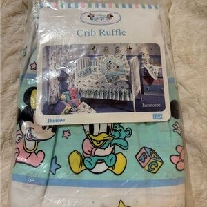 Vintage 90’s Disney Crib Ruffle - Blue, White, and Pink